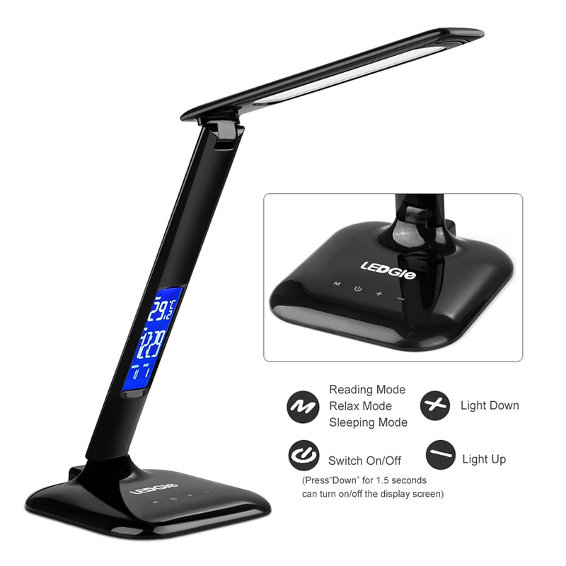 LEDGLE USB Charging Dimmable 8W LCD Screen LED Desk Lamp