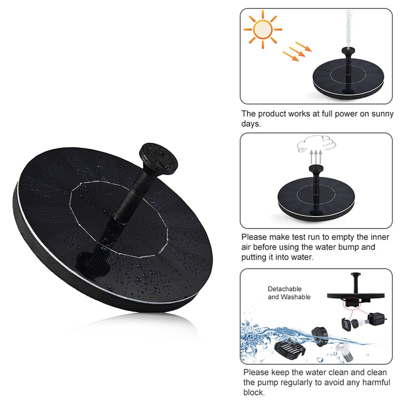 1.4W Solar Floating Fountain Pumps With 4 Different Nozzles