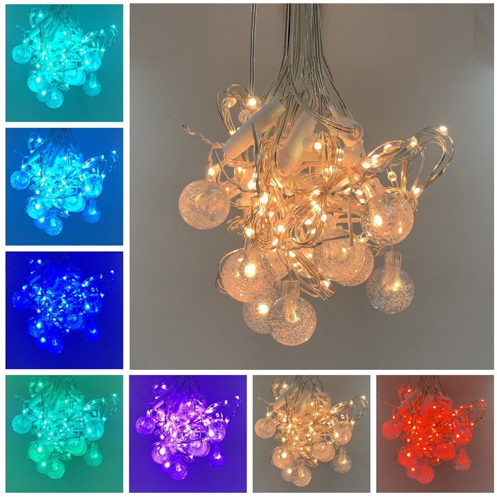 10 Modes Flexible Globe Bubble Curtain String Lights