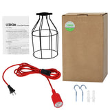 E26 Vintage Iron Lightshade Red Pendant Light Cord Kit