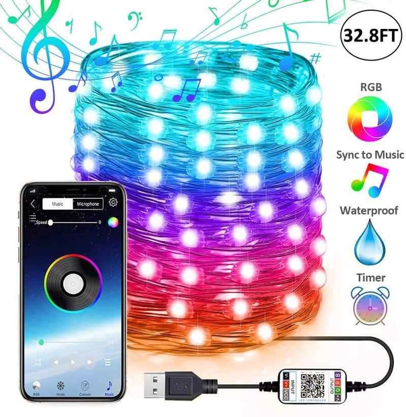 Smart WiFi RGB Fairy String Light APP Sync Bluetooth Music for Bedroom Patio