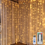 8 Modes Waterproof Warm White Curtain String Lights