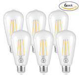 6 Pack 6W E26 Dimmable Warm White LED Bulb Set (US Standard)