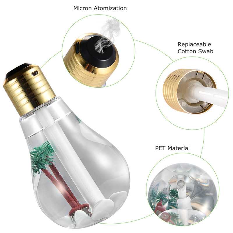 USB Mini Bulb Humidifiers with Colorful Lights