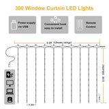 6W Dimmable Waterproof Window Curtain String Lights