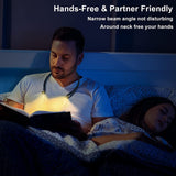 LED Neck Reading Light 3 Colors Stepless Dimming Brightness Rechargeable Book Light for Reading in Bed 4 Beads Hands Free Flexible Arms Neck Light for Reading, Camping, Knitting, Repairing