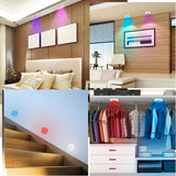 LEDGLE under cabinet light, cabinet lighting rechargeable 650 mAh showcase lighting LED RGBW 16 colors night light with remote control and timing, kitchen under cabinet light, cabinet lights lighting 3pcs