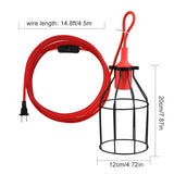 E26 Vintage Iron Lightshade Red Pendant Light Cord Kit