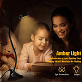 Book Light, LEDGLE LED Clip-on Amber Reading Light Clip-On Desk Light 3 Color Modes for Eye Protection Night Reading in Bed, Bedside