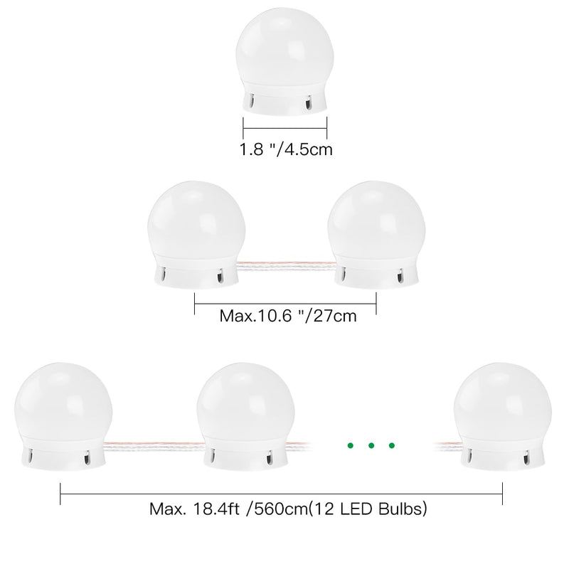 12W 5 Brightness Vintage Mirror Makeup Lights Bulb Kit