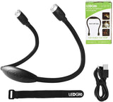 LEDGLE Updated Rechargeable LED Book Light, Hands Free, Best for Bed Reading or Read in Car, Flexible Arm, 4 Super Bright LED Bulbs, 4-Level Light Control