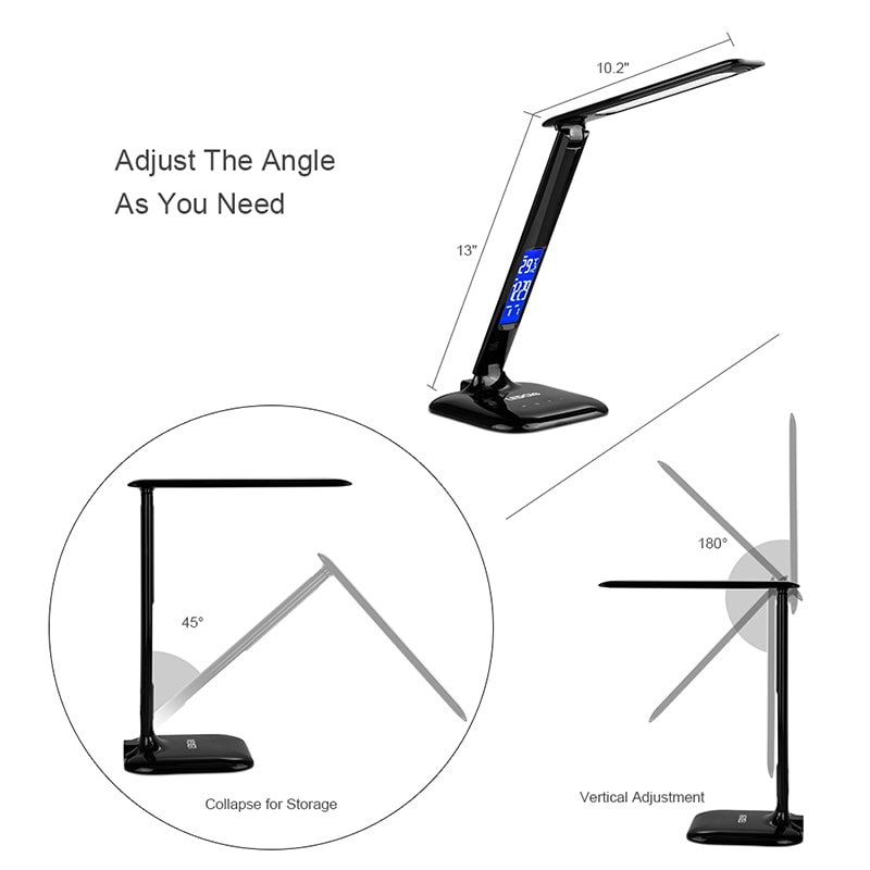 LEDGLE USB Charging Dimmable 8W LCD Screen LED Desk Lamp