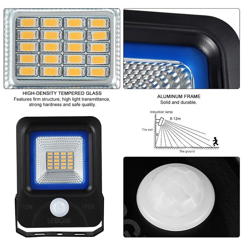 15W Waterproof Motion Sensor LED Flood Lights
