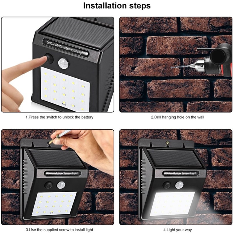 Wireless Waterproof Motion Senor LED Solar Wall Lights