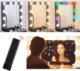 Hollywood Style Makeup Lights Dressing Table Vanity Mirror Lights with 10 Dimmable RGB Light Bulbs with Remote Control Spacing Adjustable USB Charging