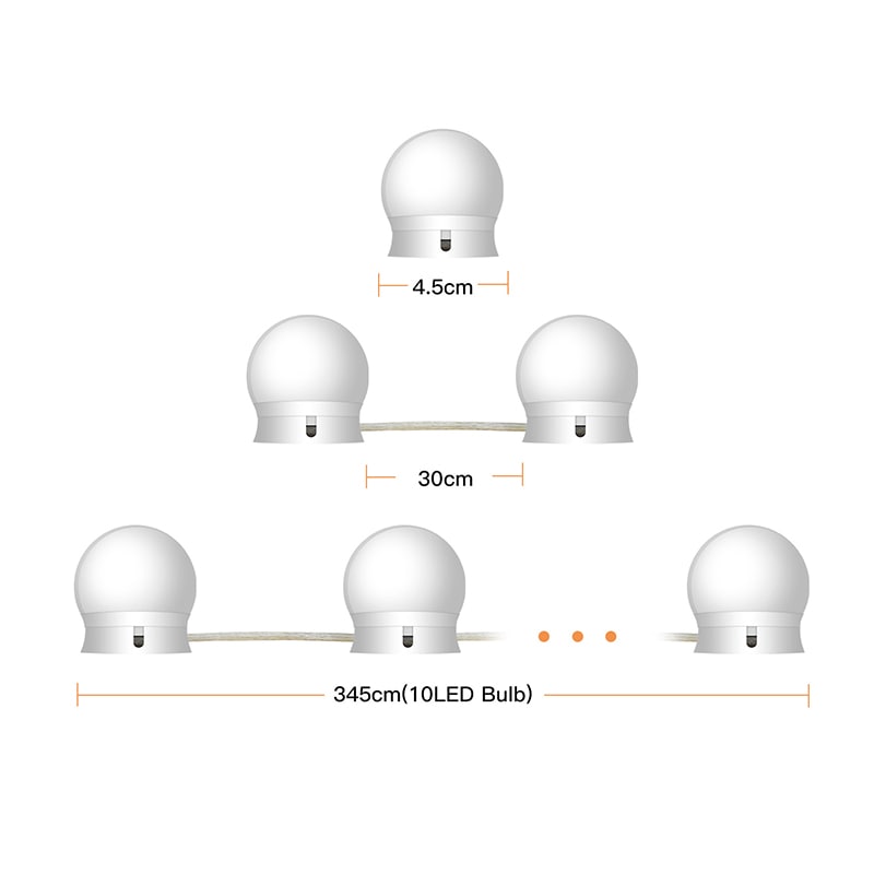 5W USB Charging Dimmable Globe Mirror String Lights