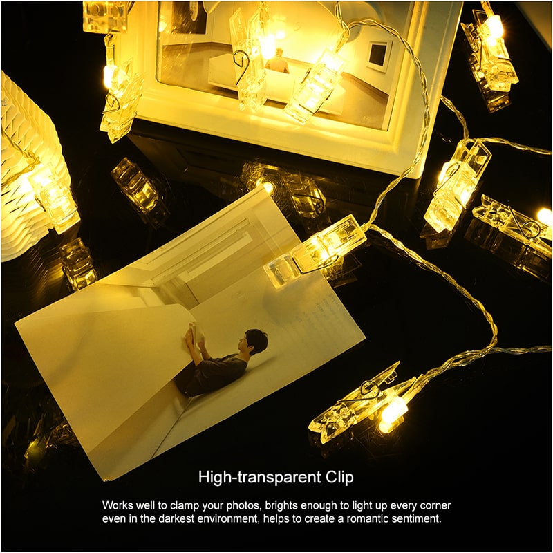 Warm White Decorative LED Photo Clip String Lights
