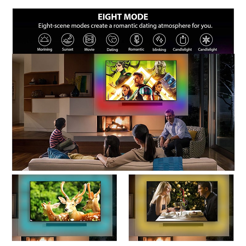 24W Waterproof 8 Modes WiFi Smart LED Strip Lights