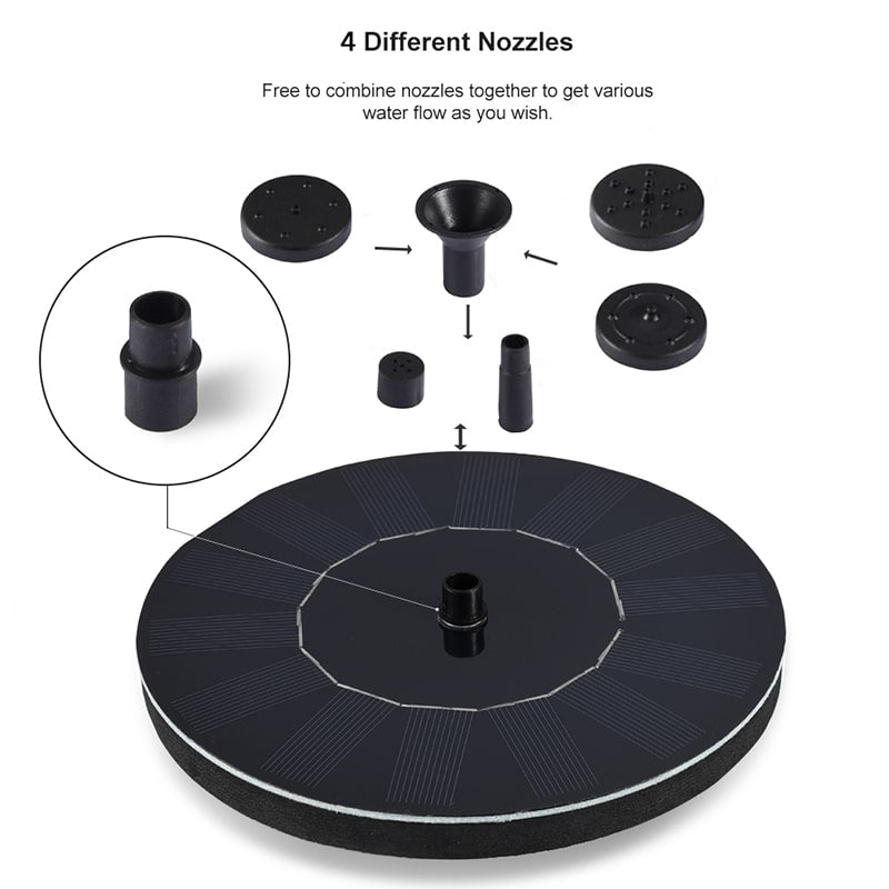 1.4W Solar Floating Fountain Pumps With 4 Different Nozzles