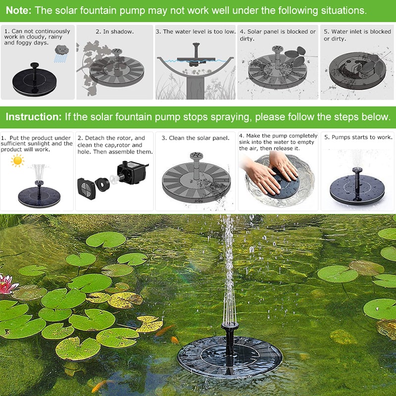 1.4W Solar Floating Fountain Pumps With 4 Different Nozzles