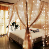 8 Modes Waterproof Warm White Curtain String Lights