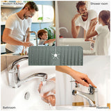 LEDGLE Sink Splash Guard, Splash Guard for Sink, 14.6x5.5In, Max for 2.5In Faucet, Conical Flow Tank for Draining, Foldable Food Grade Silicone Splash Guard Mat for Kitchen Bedroom Bathroom(Grey)