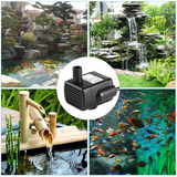 Mini USB Fountain Pump Compact Submersible Pumps Efficient 5V Water Pump for Small Pond, Fish Tank, Long Cord, 180L/H, Black