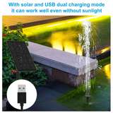 LEDBOKLI Solar Fountain Water Pump 2.5W Solar and USB Dual Powered Fountain Pump Max Flow 200L/H Solar Fountain Pump Kit with Stick and 7 Nozzles for Bird Bath, Garden, Backyard, Pool